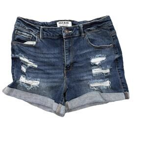 Denim Wax Jeans Distressed Shorts 1x Womens Cutoff Shorts Cuffed Stretchy